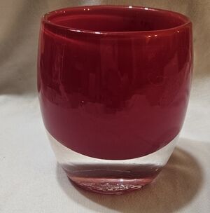 Glassybaby Red Votive Tealight Candle Holder - Pre triskelion Drinking Glass